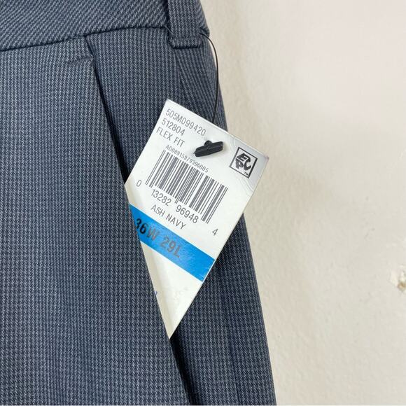 Van Heusen Flex Fit Flat front Straight leg dress pants Ash Blue Navy men 36 new - Picture 7 of 11